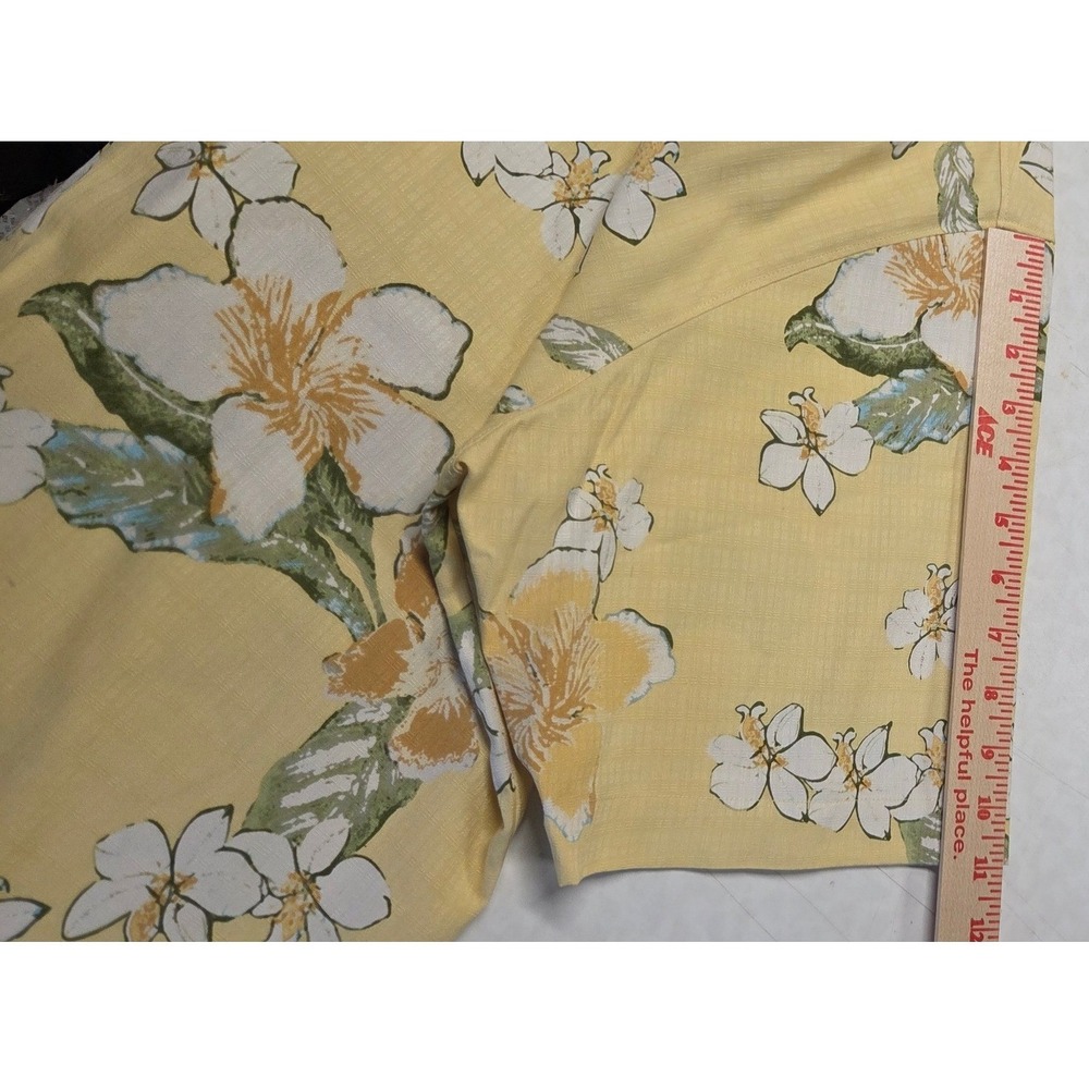 Tommy Bahama Camp Shirt Mens Large Yellow NWT Silk Batiki Coast Floral Tropical - Picture 3 of 6